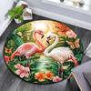 Flamingos Sunset Beach Round Area Rug,Carpet Rug for Living Room Bedroom Sofa Playroom Decor,Non-slip Floor Mat