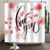 Happy Valentines Day Heart Shower Curtain Red Pink Romantic Falling Love Heart Sweet Lovers Waterproof Bathroom Curtain Decor