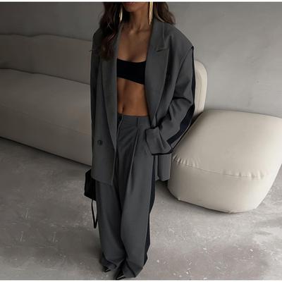 Women 2 Piece Suits Elegant Laple Button Pocket Full Sleeve Blazer High Waist Straight Pant Sets Lady 2025 Spring Autumn Office Lady Outfit
