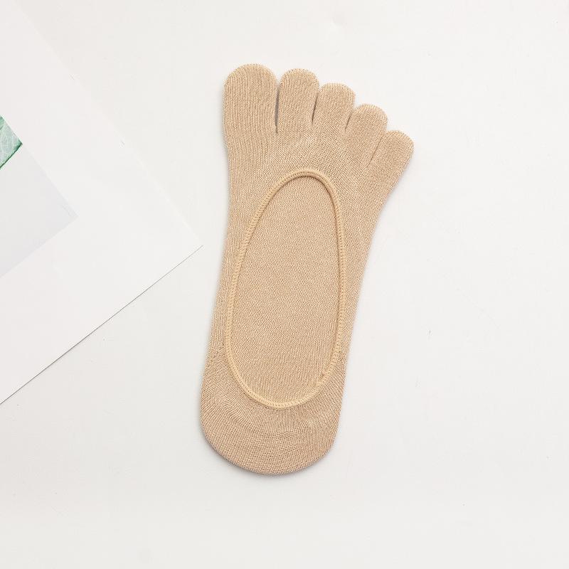 Women's Summer Candy Color Five-Toe Low-Cut Non-Slip Cotton Socks - Absorbent & Breathable
