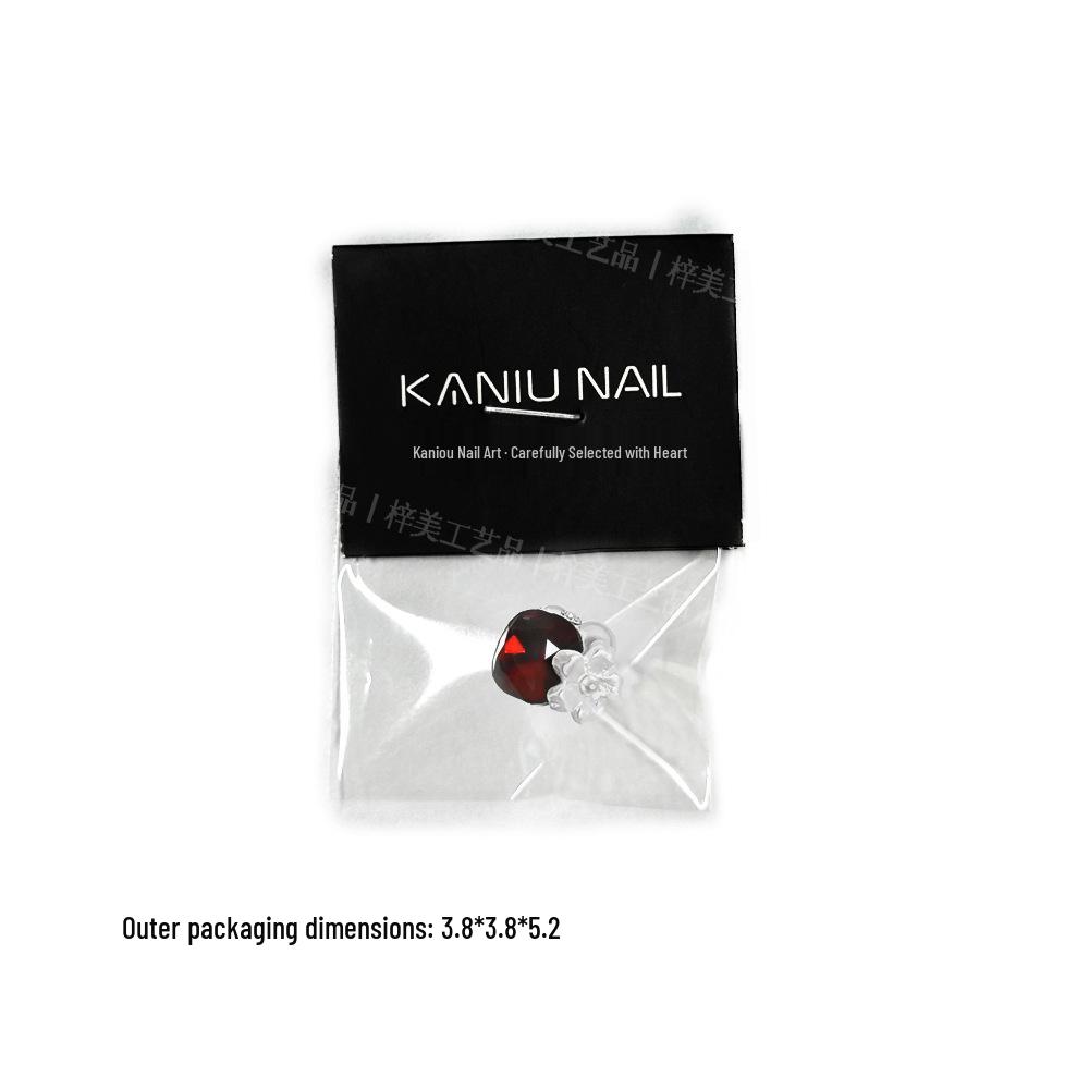 Nail Art Blood Red French Rhinestone Sparkle Camellia Decoration