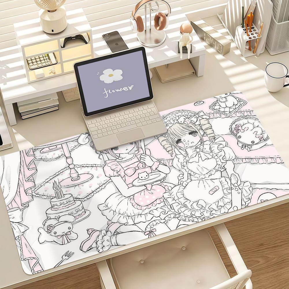 Cute Anime Angel Girls Mouse Pad Anti Slip Rubber Edge Locked Thickened Laptop Gaming Desk Mat