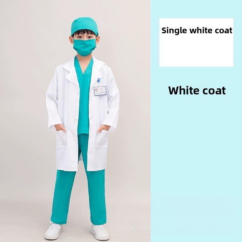 

Prevention Suit Epidemic Doctor Surgical Gowns White Coat Kids Halloween Costume White Coat,100cm