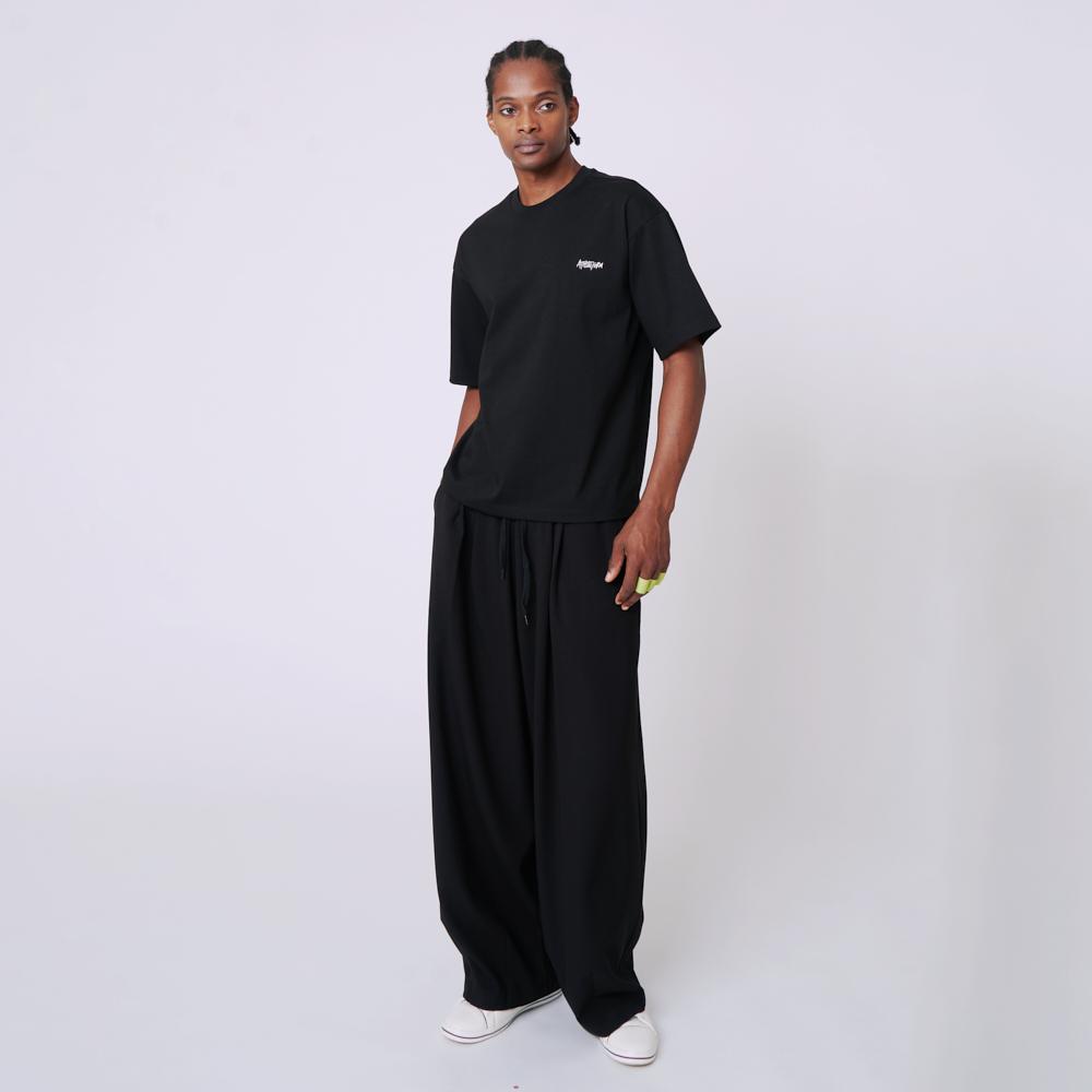 ATHPLATFORM Au42Th02 Half-Sleeve Print Top_Black