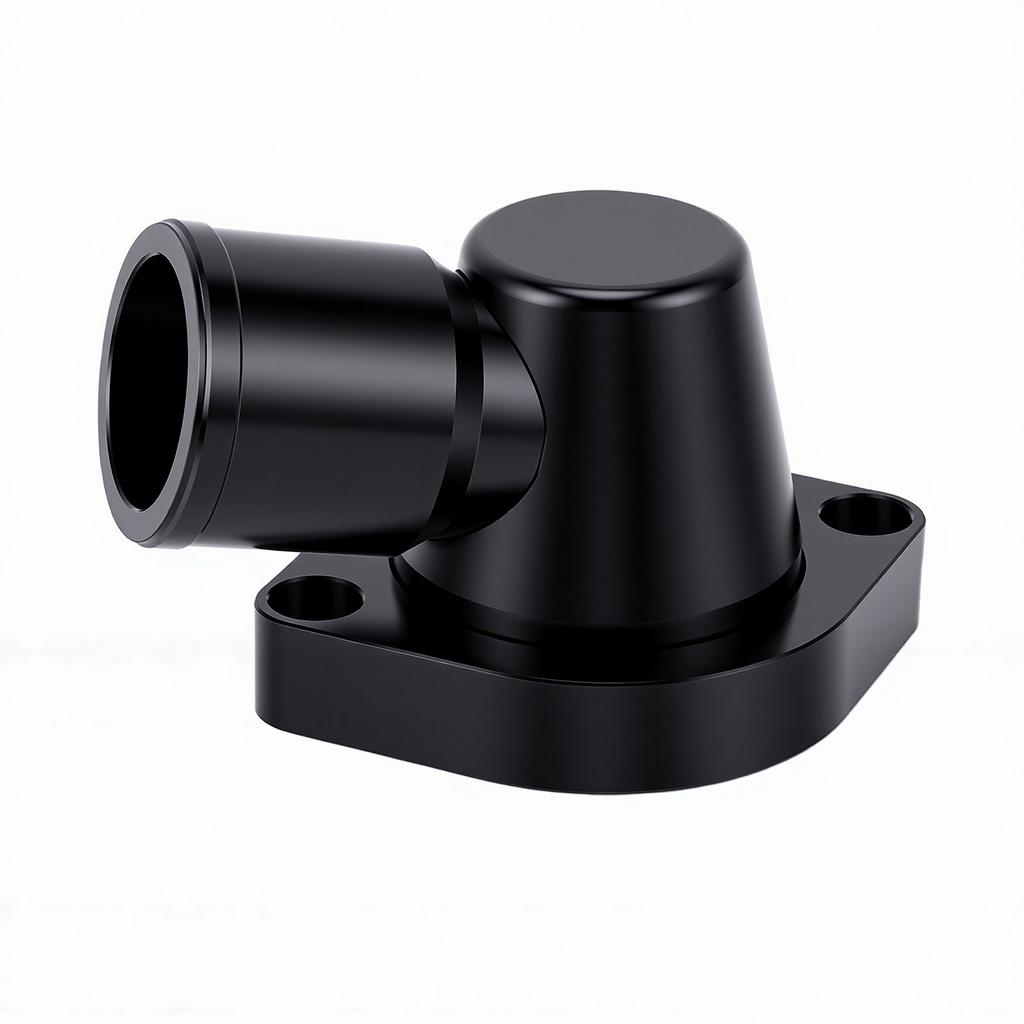 90 Degree Swivel Thermostat Housing Water Neck 1.5in Black Billet Aluminum Alloy Replacement for LS Engine