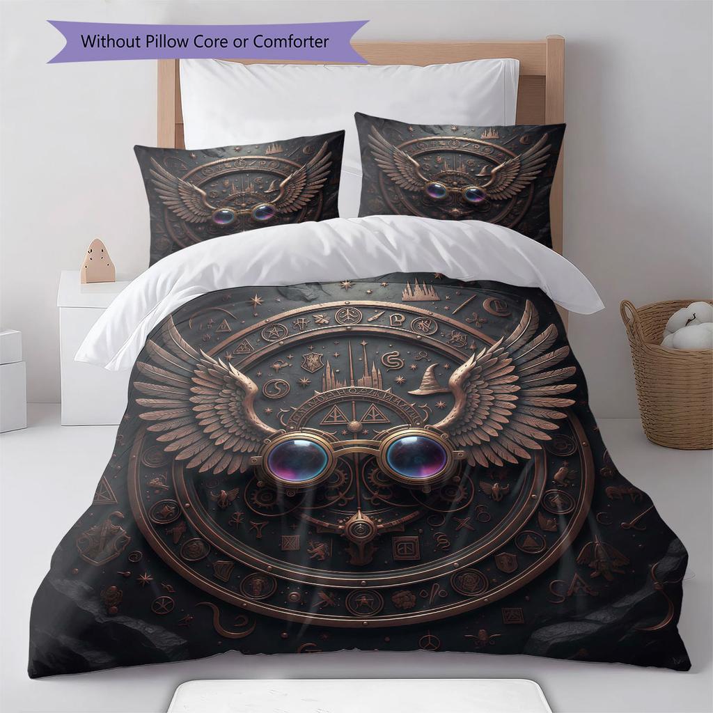 MagicGlasses Pattern Bedding Quilt Set Quilt Cover Pillowcase Home Decoration Birthday Gift (1 * Duvet Cover + 2 * Pillowcase, Without Core)