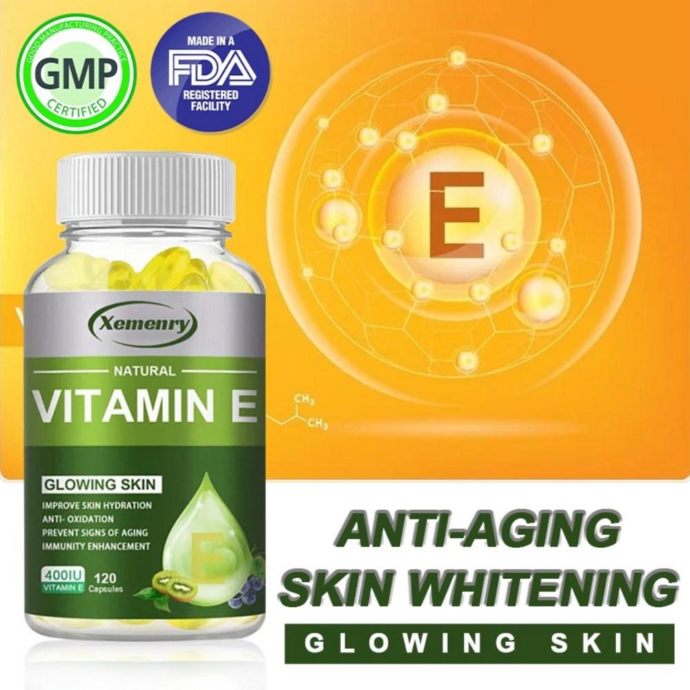 Natural Vitamin E 400 IU Capsules Anti-aging, Whitening, Antioxidant, Skin Nourishing, 3 pcs (60 Tablets)