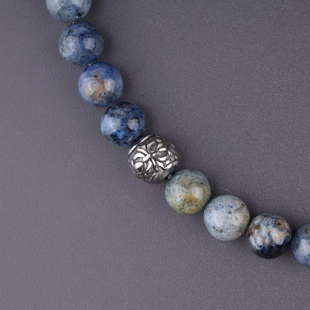 8mm Dumortierite Fleur de Lis Good Luck Bracelet Prayer Beads Bracelet [Coai]