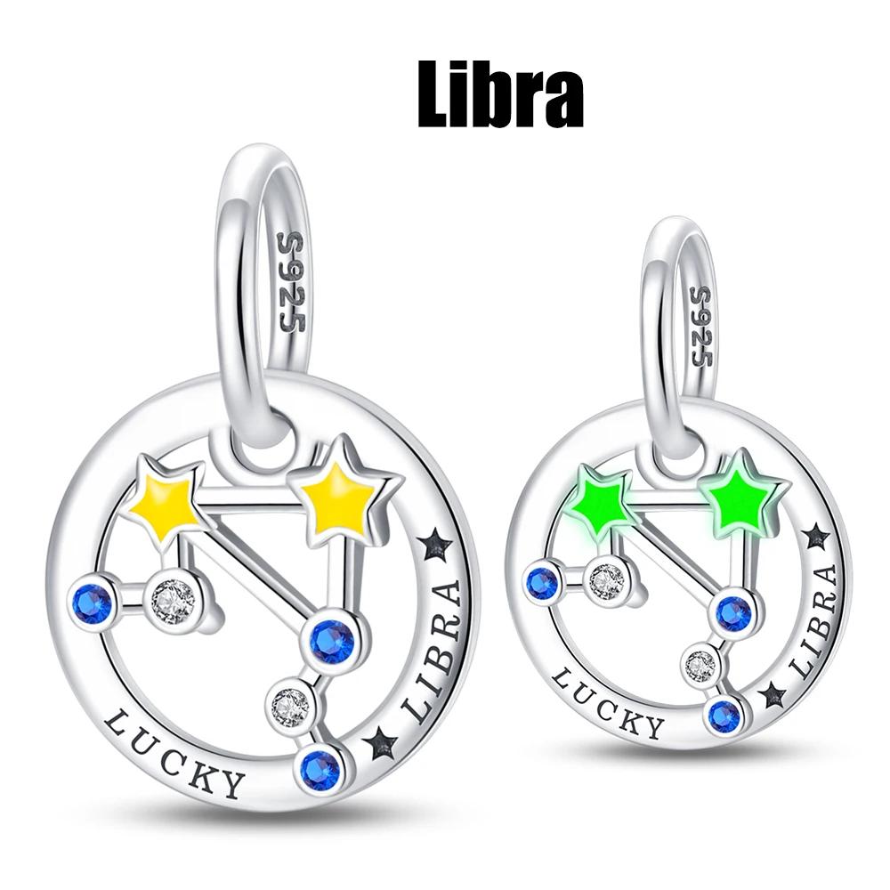 Charms Copper Luminous 12 Constellation Product Series Suitable For Bracelet Do-It-Yourself Women'S Pendant Charms For Jewelry Designing