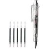 Set of 5 Tombow Air Press Ballpoint Pens with 5 Black Refills and an Original Logo Sticker Oil-Based (0.7mm, Clear, BC-AP20) (BR-SF33)