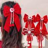 Rote Schleife Band Haar Clip Jahr Haarnadel Kawaii Haar Zubehör Für Frauen Mädchen Frühling Festival Haar Ornament