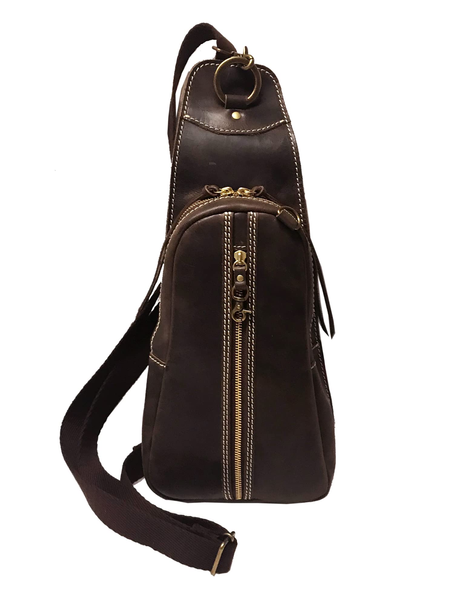 

Leather Body Bag Unisex Bag One Shoulder Bag [Ain Sof] (ASE-759-HP) (Brown) коричневий