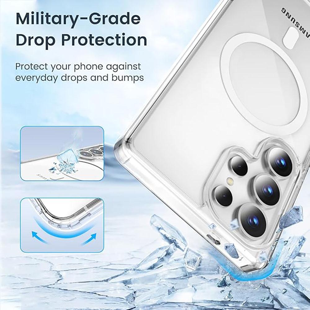 For Magsafe Transparent Phone Case For Samsung Galaxy S25 S24 S23 S22 Ultra Plus Shockproof Clear Wireless Charge Magnetic Cover