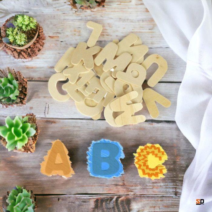 Alphabet en bois - CTOP - 26 lettres - 3-4 cm - Épaisseur 0,2 cm