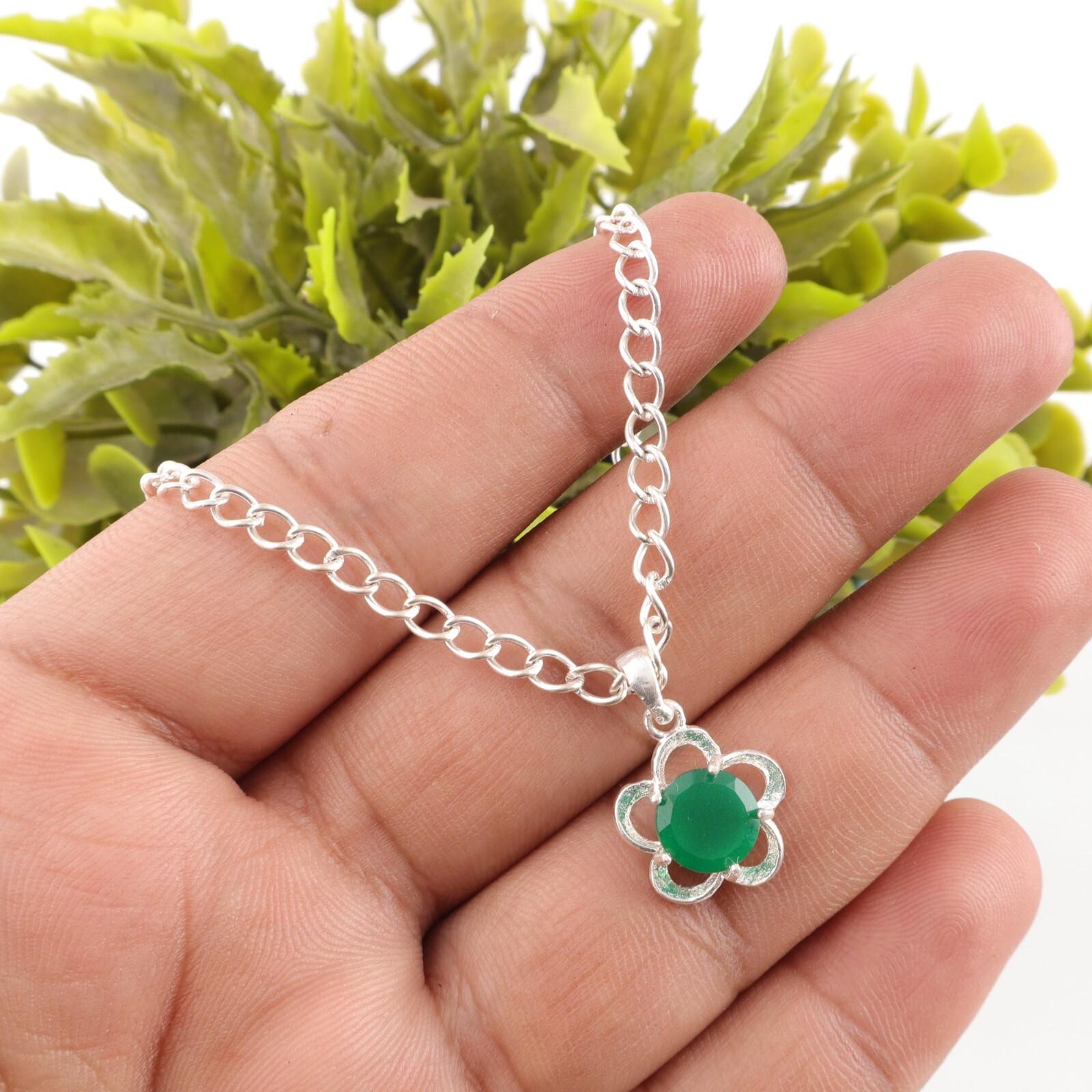 

Редкий драгоценный камень зеленый оникс 925 стерлингового серебра ювелирная подвеска для подарка на день рождения CP-27-8