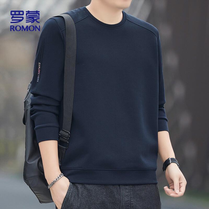 ROMON Men's Round Neck Loose Casual Long Sleeve Sweatshirt 7507