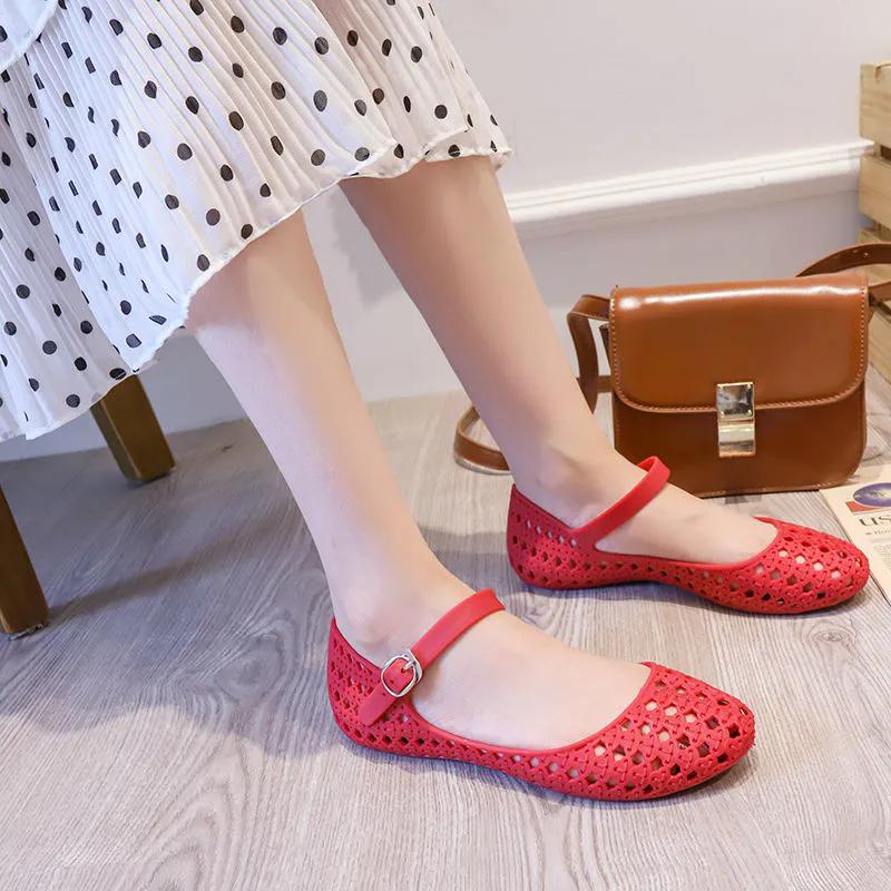 WTEMPO Dámské prodyšné sandály s dutým designem, silným podpatkem a protiskluzovou podrážkou, ležérní, jarní a letní, velká velikost, jednobarevné, chladivé boty