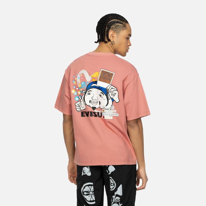Evisu SS24 Godhead With Social Media Inspired Print Relax Fit T-shirt 2ESHTM4TS8058RXCT