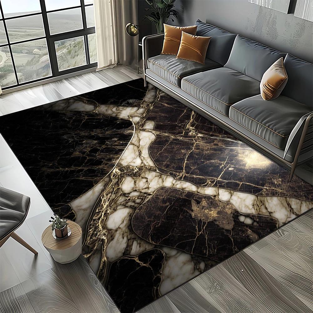 Neuer Stil Schwarz Weiß Gold Marmor Mode 3D Teppich Teppich für Wohnzimmer Schlafzimmer Zuhause Sofa Dekoration, Kinder Rutschfeste Bodenmatte