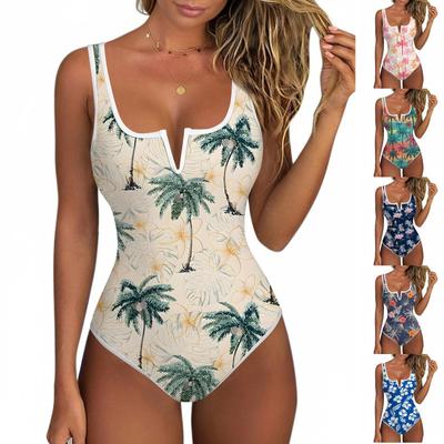 Women's Color-Blocked One-Piece Swimsuit With A Sexy V-neck