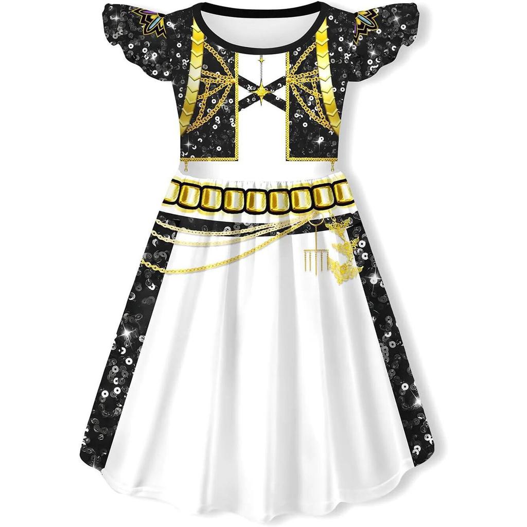 Kids KPop Demon Hunters Dress Clothes Cosplay Costume Girls Cartoon Rumi Dresses Children Casual Girl Dress Halloween Xmas Party