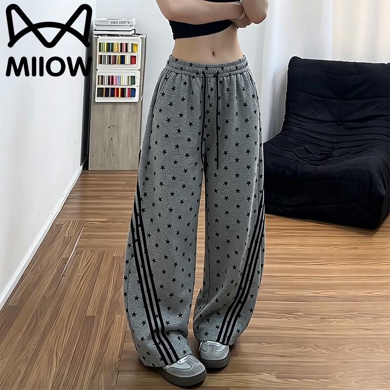 MIIOW Damen Freizeithose mit drei Streifen und geradem Bein