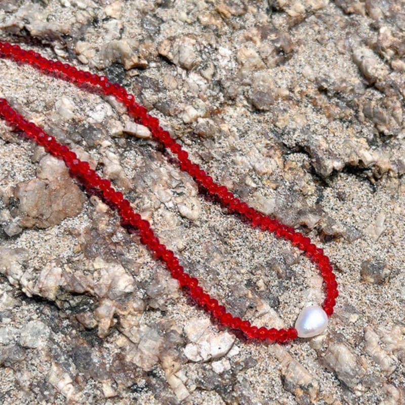 DEFINE OTHER 2nd Reorder_PEARL Glass Beads Necklace (Red)