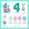 Mermaid Shell Themed Balloon Set with Numbers 1-9th Blue Purple Pink Latex Foil Balloons for Girl Princess Birthday Party Decor
