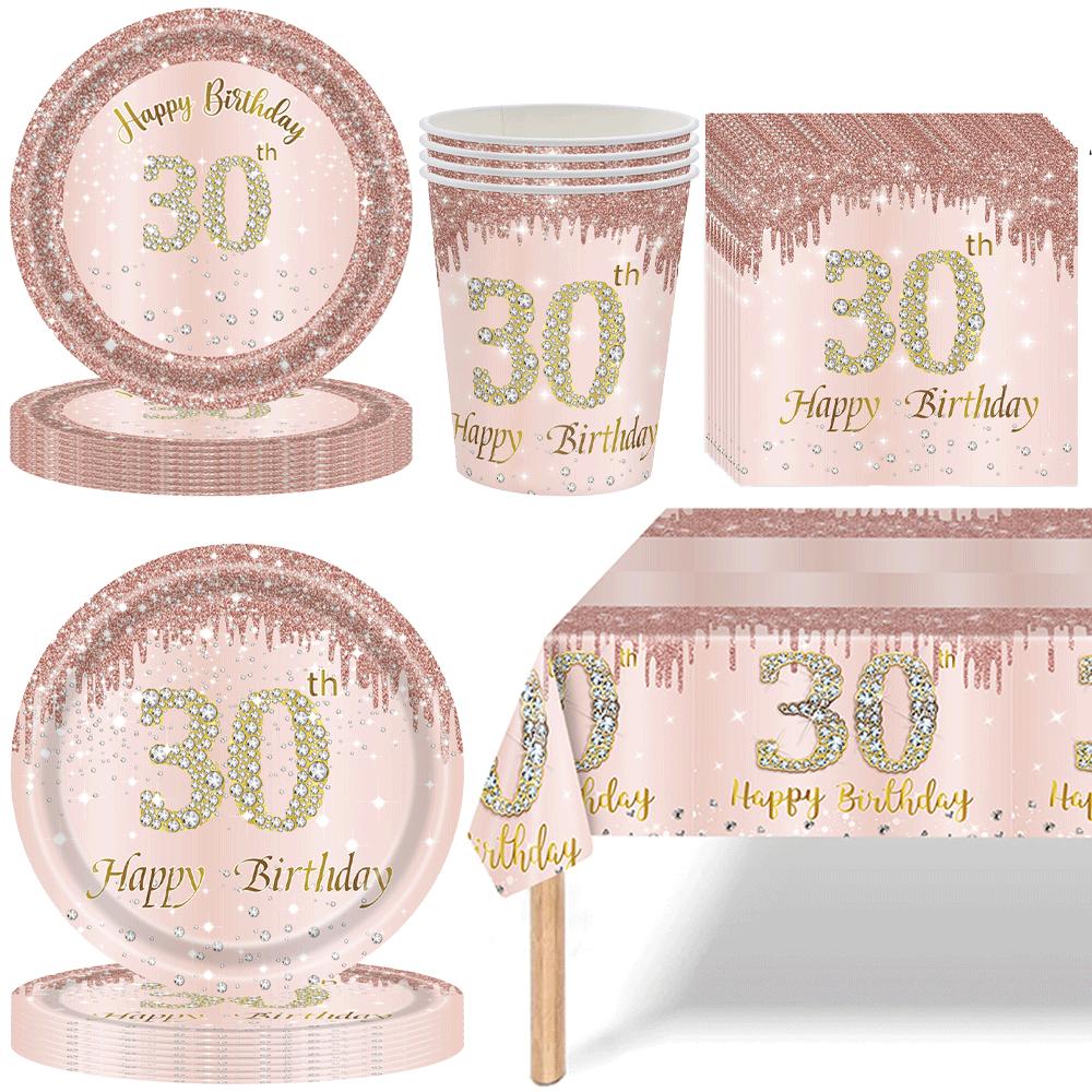 30th Birthday Decorations For Her Rose Gold Plates Napkins CupsTablecloths Hello30 Balloons 30th Birthday Party Favors For Women
