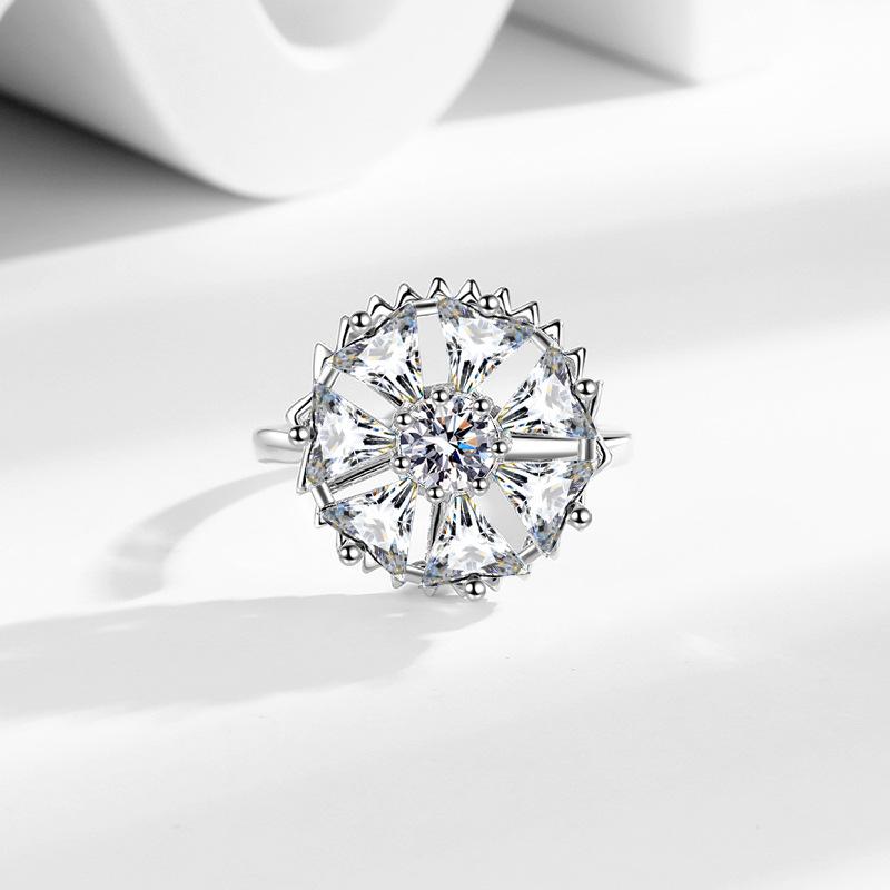 Zircon Spinner Ring  Crystal-Encrusted Rotating Adjustable Jewelry Bulk Order Minimalist Rings