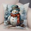 Frohe Weihnachten Kissenbezug Doppelseitiger Druck Deko Niedlicher Cartoon Schneemann Kissenbezug Plüsch Weihnachtsmann Kissenbezug für Sofa Zuhause Auto,(2)