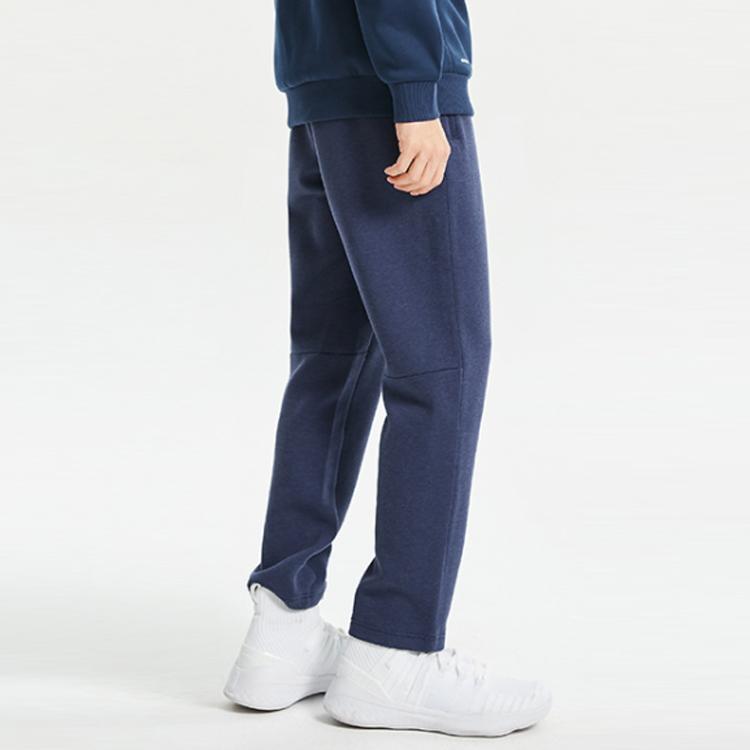 Li Ning Logo Pattern Loose Fit Sports Long Pants Men bottoms Floral-Gray Deep-Ocean-Blue AKLR013-3