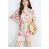 DIMANAF 2026 Plus Size Summer Women T-Shirts Casual Lady Tops Tunic Tees Shirt Beach Oversize Loose Floral Print Knitted
