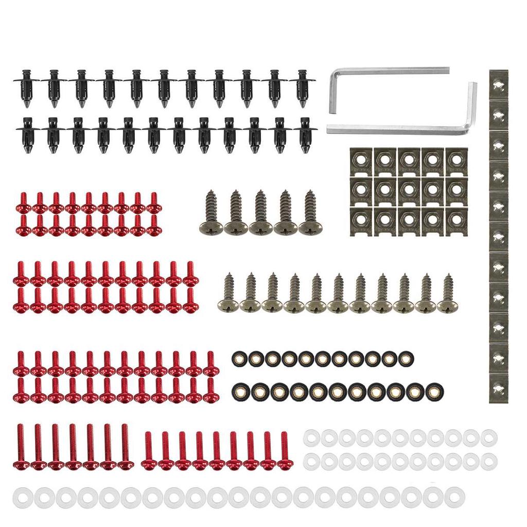 198 Pcs Aluminum Motorcycle Bikes Fairing Spring Screws Bolts Nuts Fastener Kit