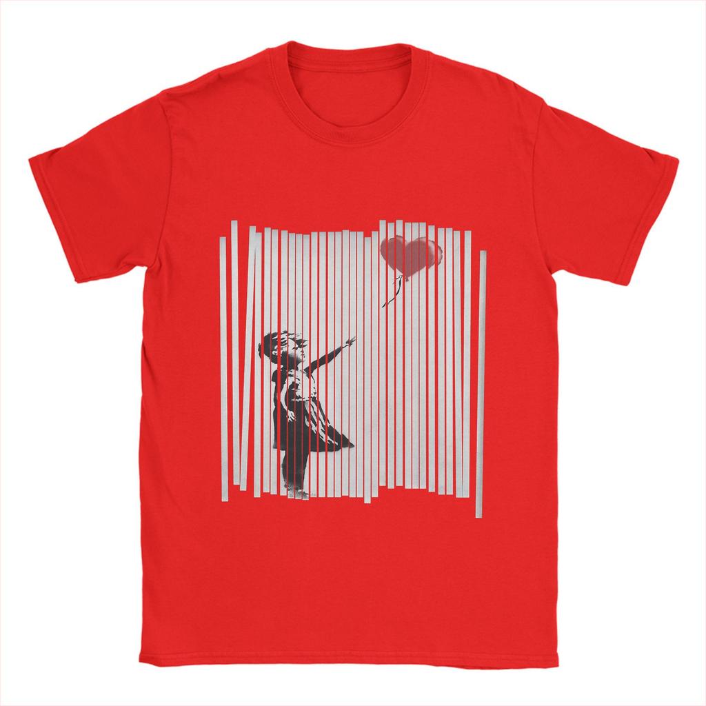 Banksy T-Shirt Sommer Zerrissenes Ballonmädchen Neuheit T-Shirts Herren Reine O-Ausschnitt Übergröße Kleidung Kurze Ärmel Lustiges T-Shirt
