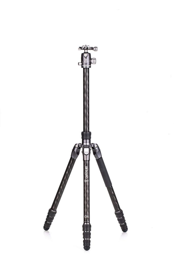 BENRO Rhino Carbon Fiber Travel Tripod with Pan Head, Lightweight and Foldable (FRHN24C + VX25 2-Type, 4-Section)