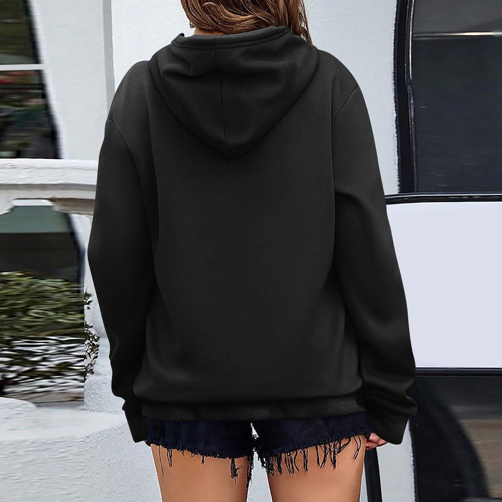 Women's Winter Christmas Printed Pullover Hooded Sweatshirt Fleece Long Sleeve Sweatshirt