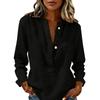 Women Loose Button Up Casual Blouses Long Sleeve Linen Tops