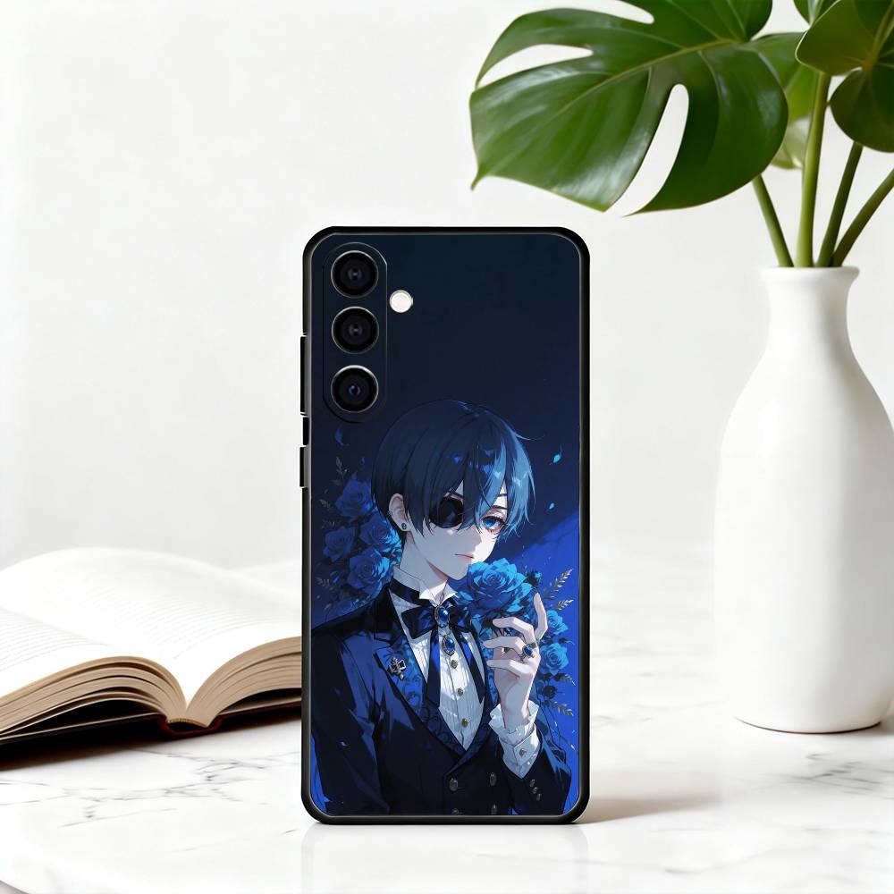 

Black C-Ciel P-Phantomhive Butler Phone Case For Samsung Galaxy A73,A72,A71,A70,A53,A52,A51,Others Soft Black Cover Samsung a41