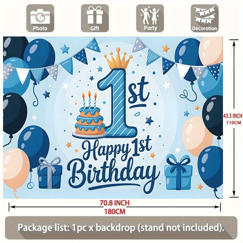 First Birthday Party Banner, Balloons Stars Cake Backdrop Wall Decor for Home
