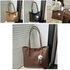 Stylish Black White Brown Khaki Pu Tote Bag For Autumn Winter Commuting With Versatile Design