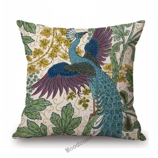 Klassisches britisches Design, William Morris, Walter-Kranich, Tiermuster, Hase, Pfau, Fuchs, Kaninchen, Waldblau, Sofa-Kissenbezug