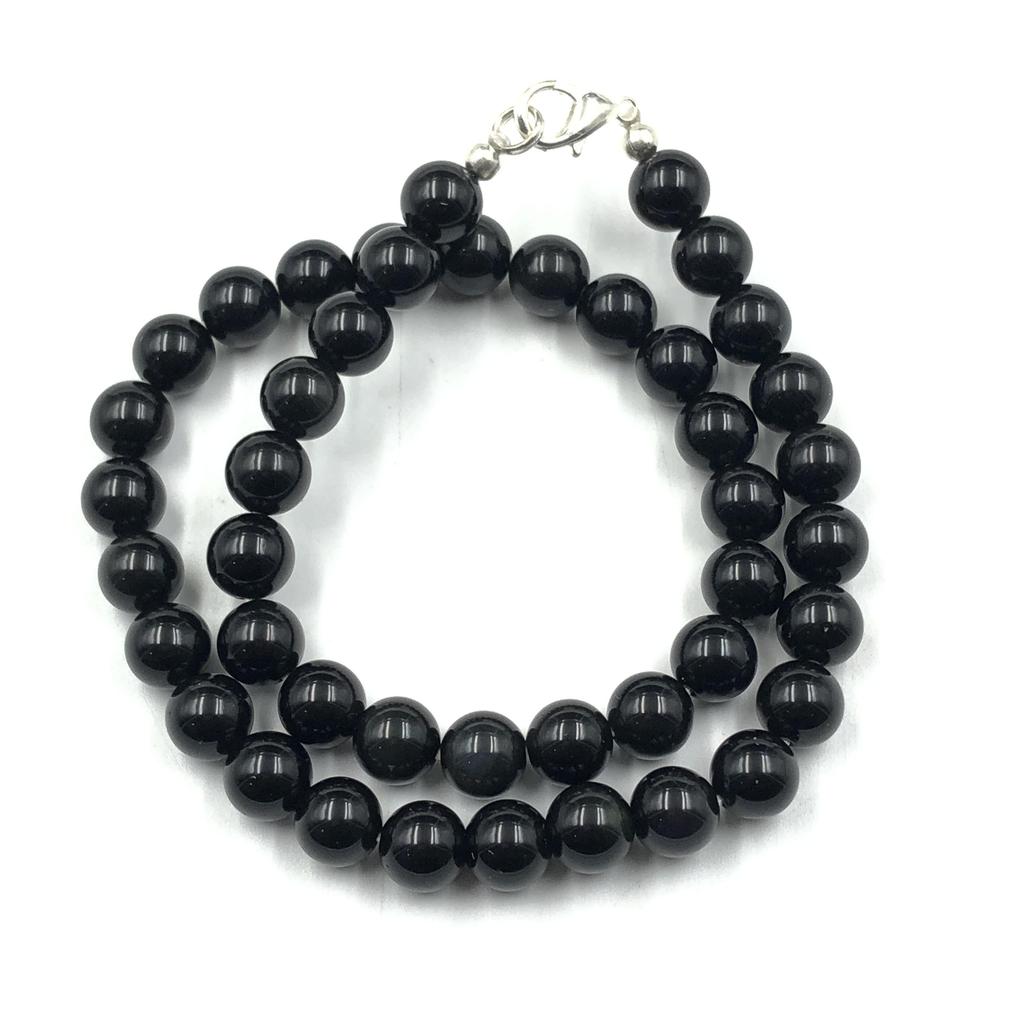 8mm Natural Silver Obsidian Gemstone Round Beads Jewelry Handmade Elegant Necklace 17-20" For Women 8BN-55