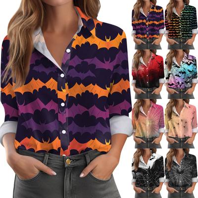 Women's Shirt Blouse Print Button Long Sleeve Casual Basic Shirt Collar Regular Top
