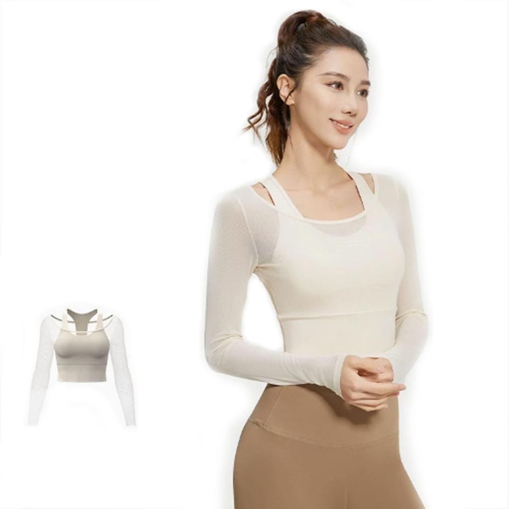 Yodilala Yoga Top with Yoga Sports Strong Support for Lightweight and Convenient and Ivory Size M Bra, Bra, High-Intensity Exercise, Breathable,