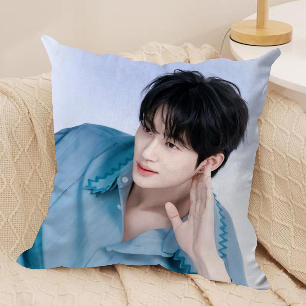 BByeon Wooseok Korea Cushion Cover Silky Short Plush DoubleSided Printed Pillow Case for Sofa All Seasons Home Decor Gift
