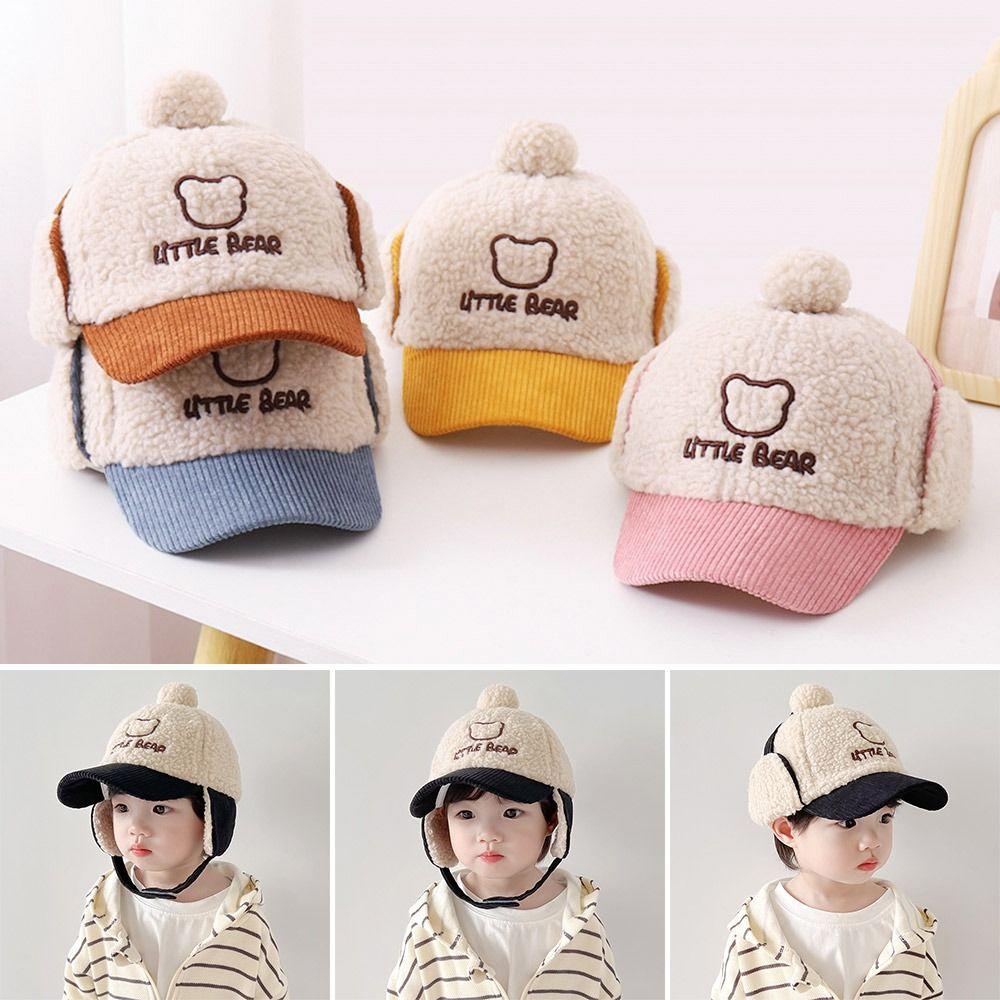 

Cute Bear Baby Baseball Cap Warm Lei Feng Hat Winter Kids Peaked Caps Infant хакі