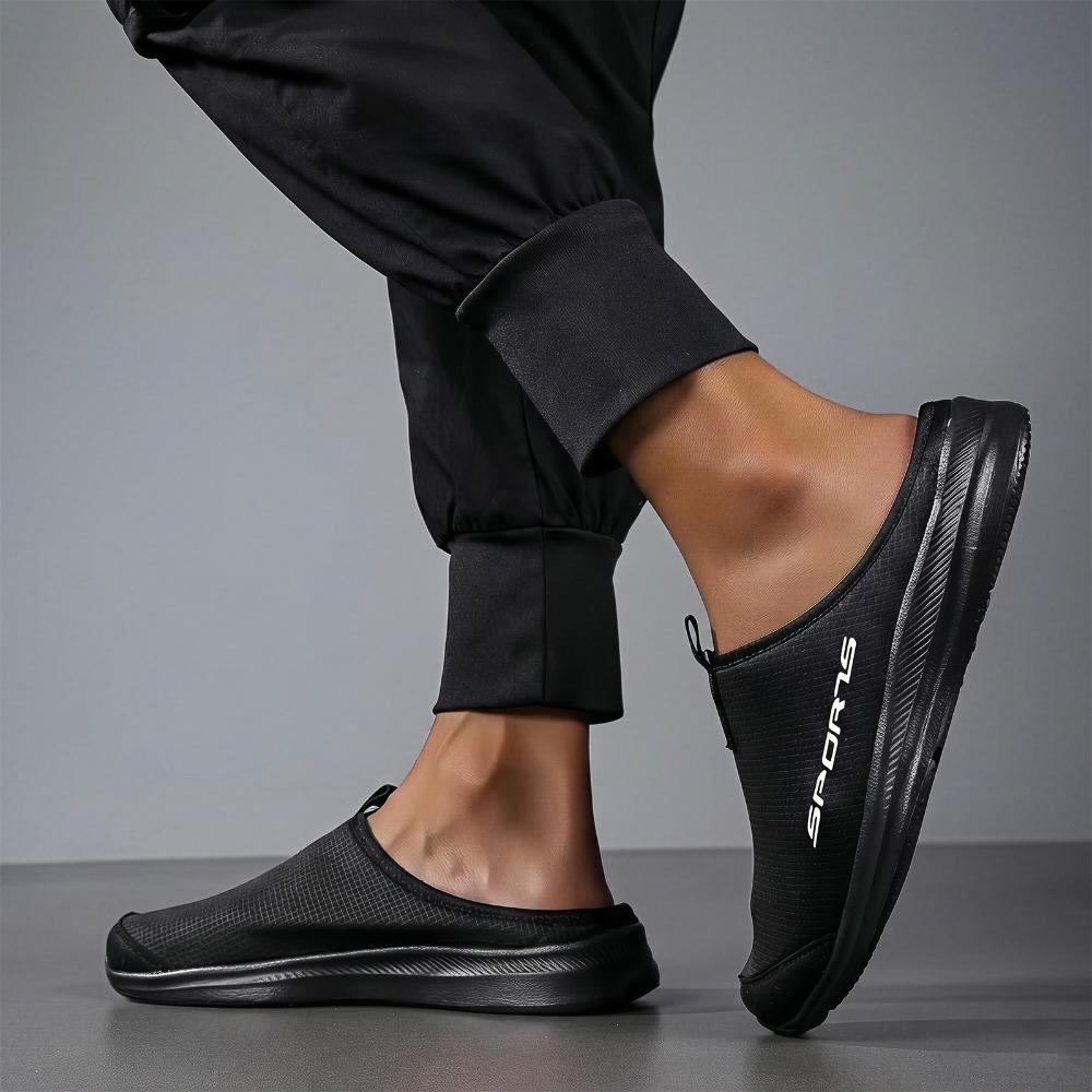 Herren Halbschuhe Große Größe, Sommer Outdoor Atmungsaktive Slip-on Bequemschuhe, Geschlossene Zehenpartie Hinten Offen Lässige Schuhe