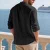 Men's Linen Button,down Shirt, Beach Shirt, Long,sleeved Plain,colored Stand,up Collar, Spring Casual Everyday Wear
