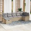 VidaXL 7-piece Garden Sofa Set with Beige Cushions Poly Rattan 3358899